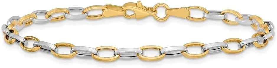 10K Two-Tone Gold Polished Open Link Bracelet 7.25"