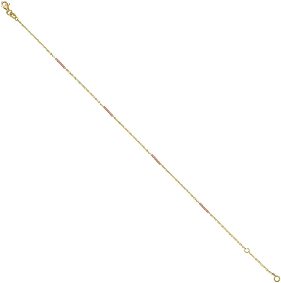 14K Two-Tone Gold Bar Chain Anklet