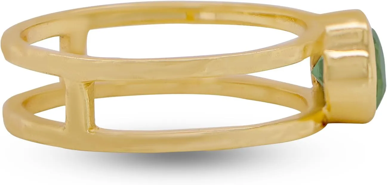 18K Gold Plated Gemstone Stackable Ring For Women Everyday Dainty Non Tarnish Band, Iolite
