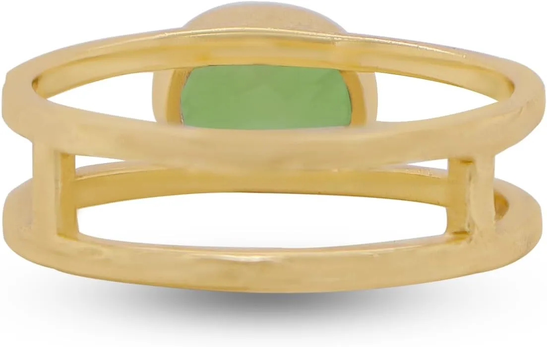 18K Gold Plated Gemstone Stackable Ring For Women Everyday Dainty Non Tarnish Band, Iolite