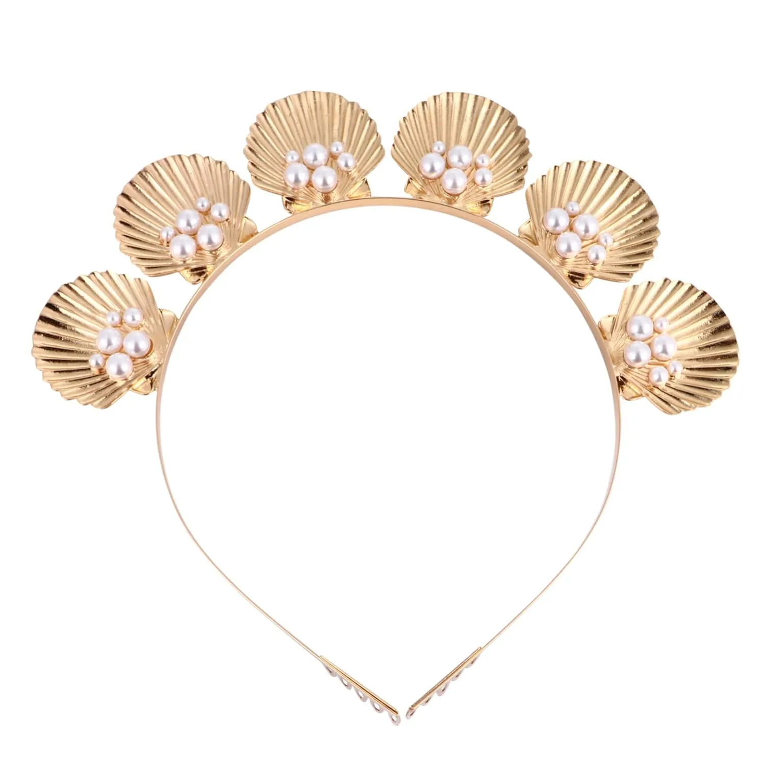 1pc Seashell Headband Crown Metal Shell Headwear Gold Vacation Shell Headpiece