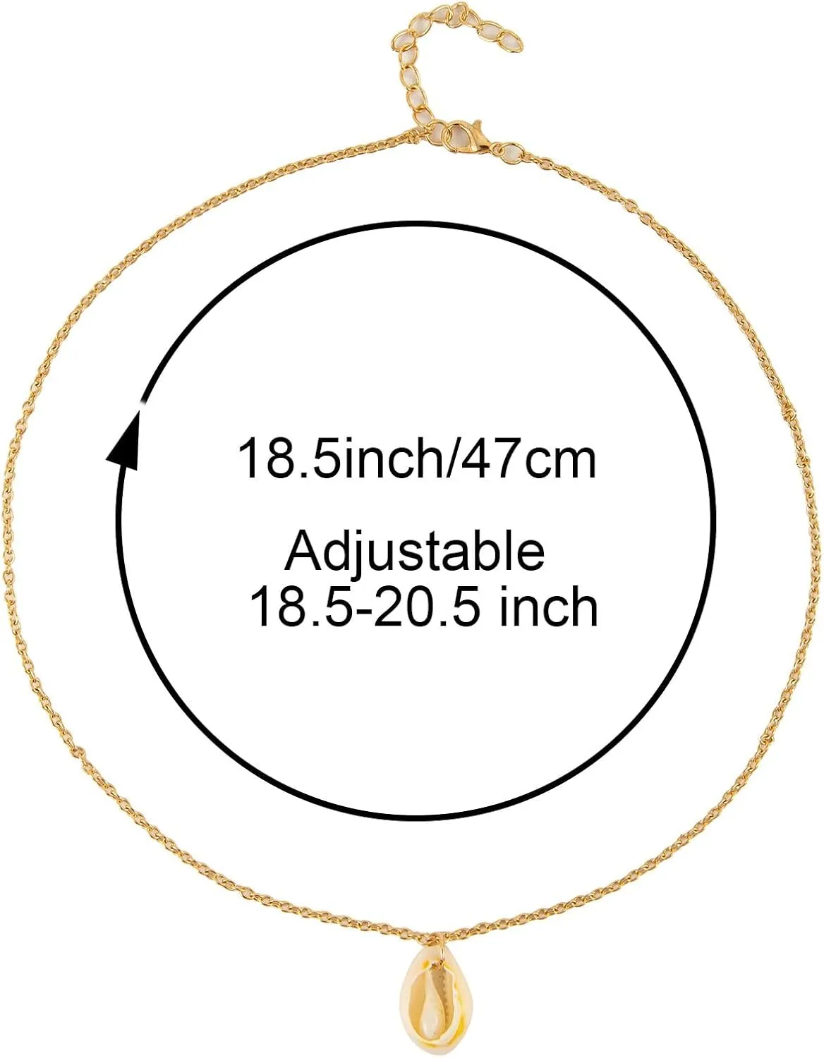 5Pcs Natural Scallop Conch Seashell Necklace Inlaid with Gold Rimmed Sea Shell Necklace Adjustable Seashell Jewelry Gifts for Women