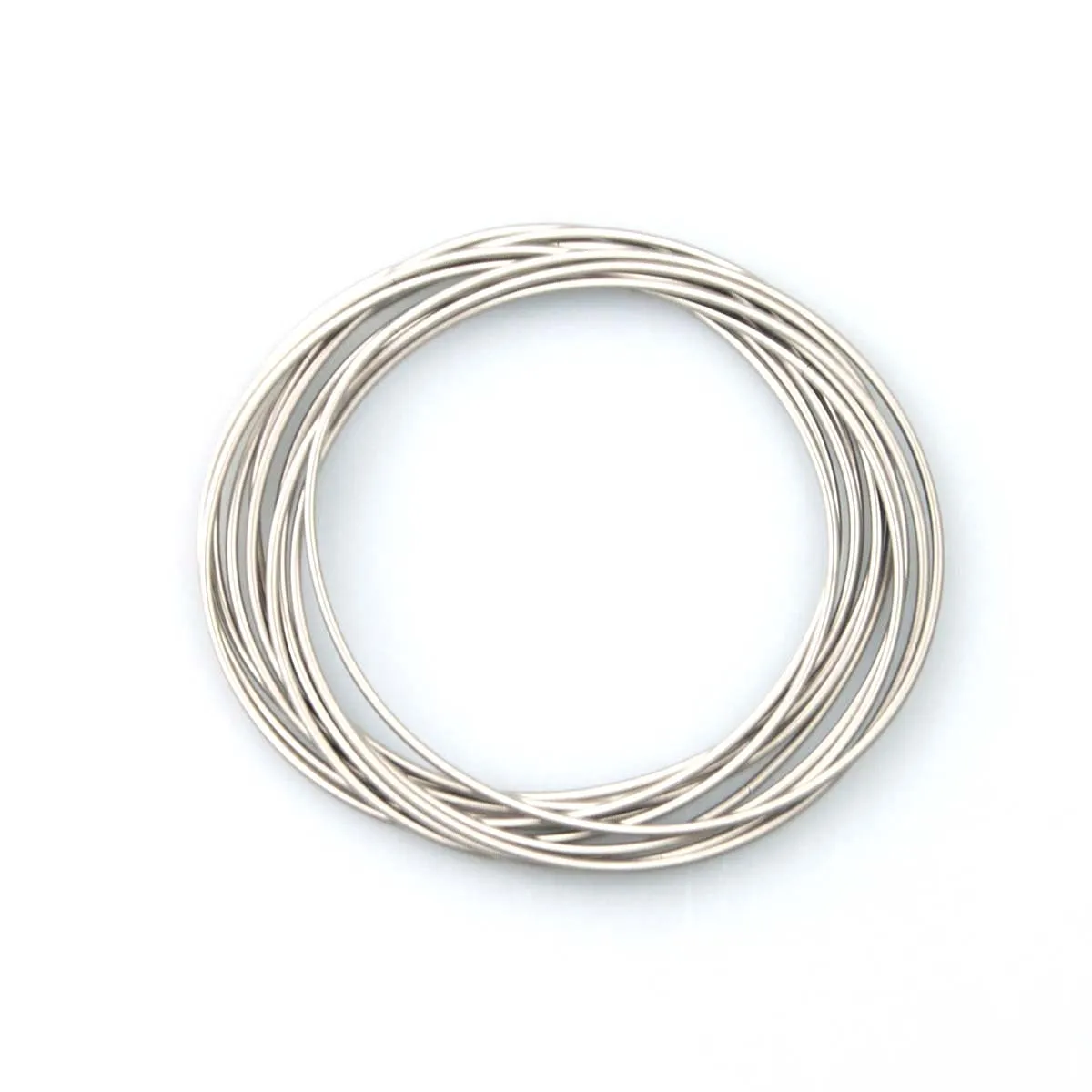 8 Inch Guitar String Spring Bracelets Silver Stainless Steel Stackable Set Layered Thin