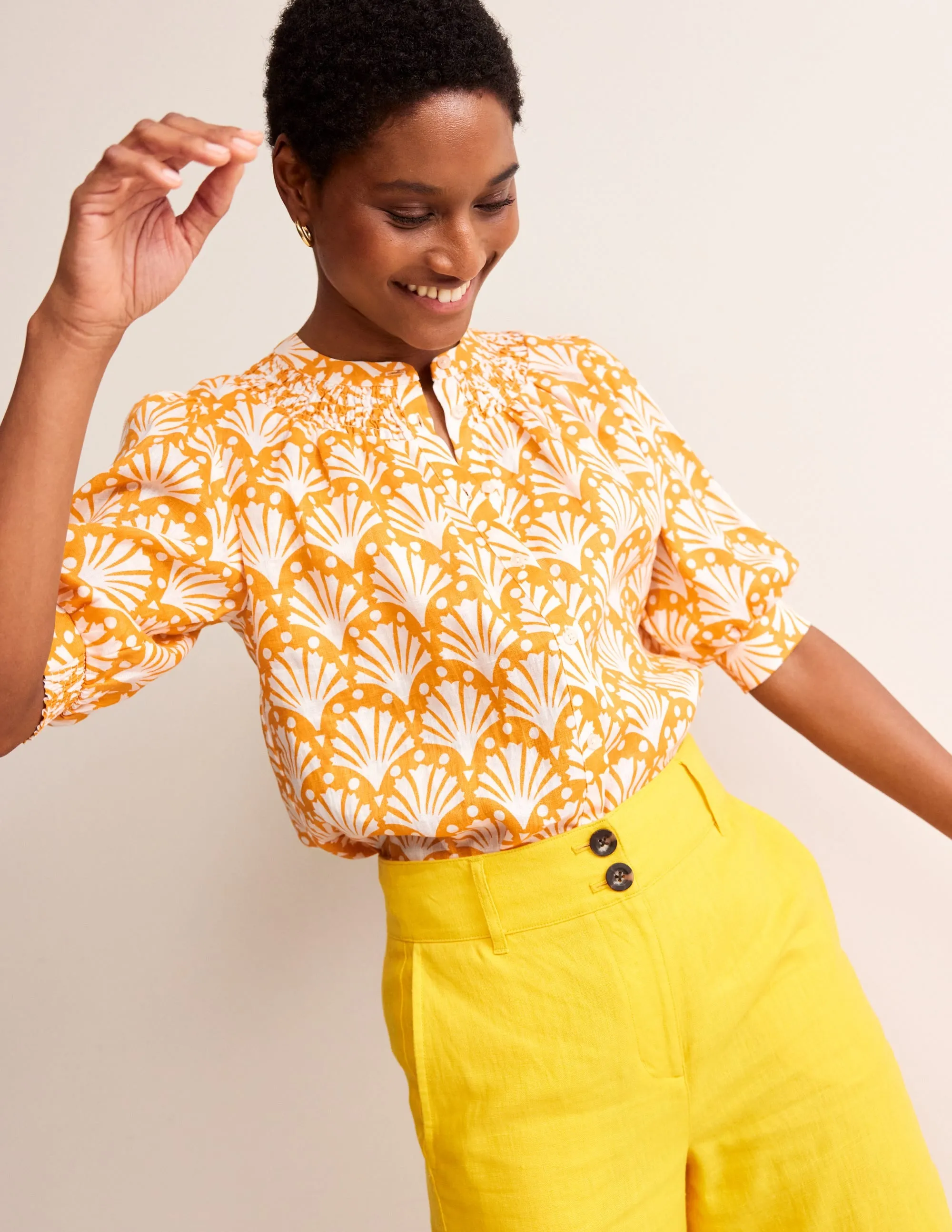 Ada Linen Top-Artisan Gold, Shells