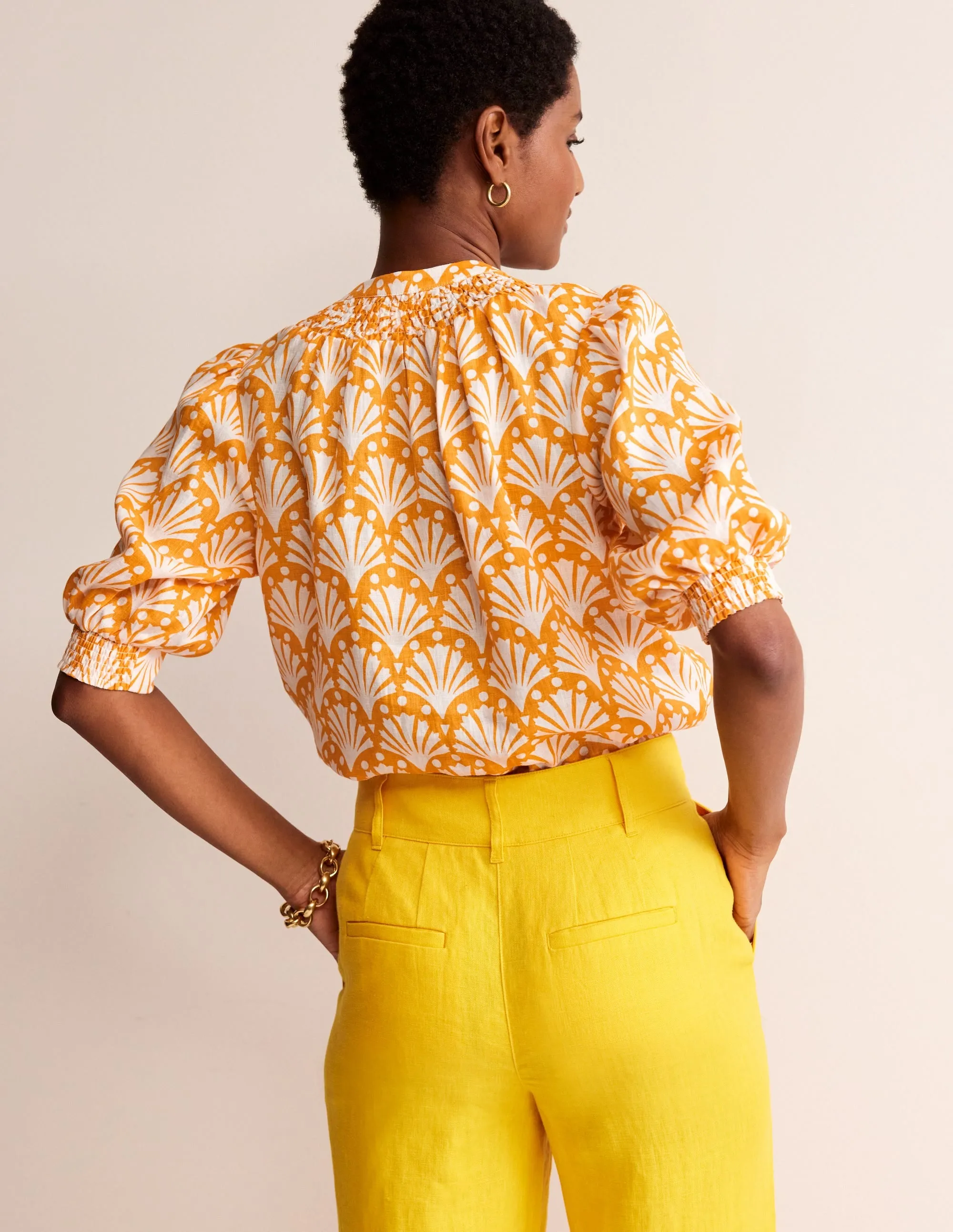 Ada Linen Top-Artisan Gold, Shells