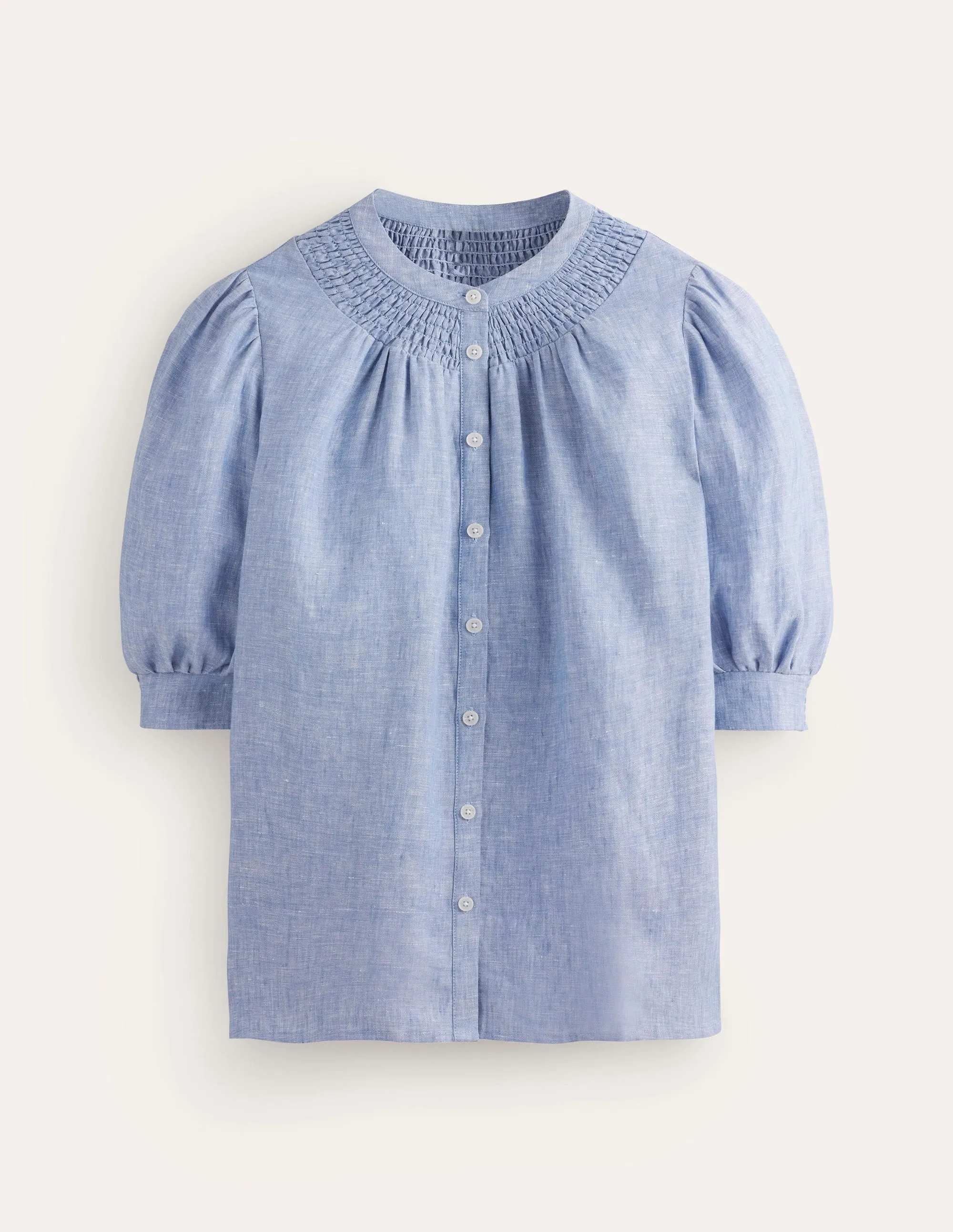 Ada Linen Top-Chambray