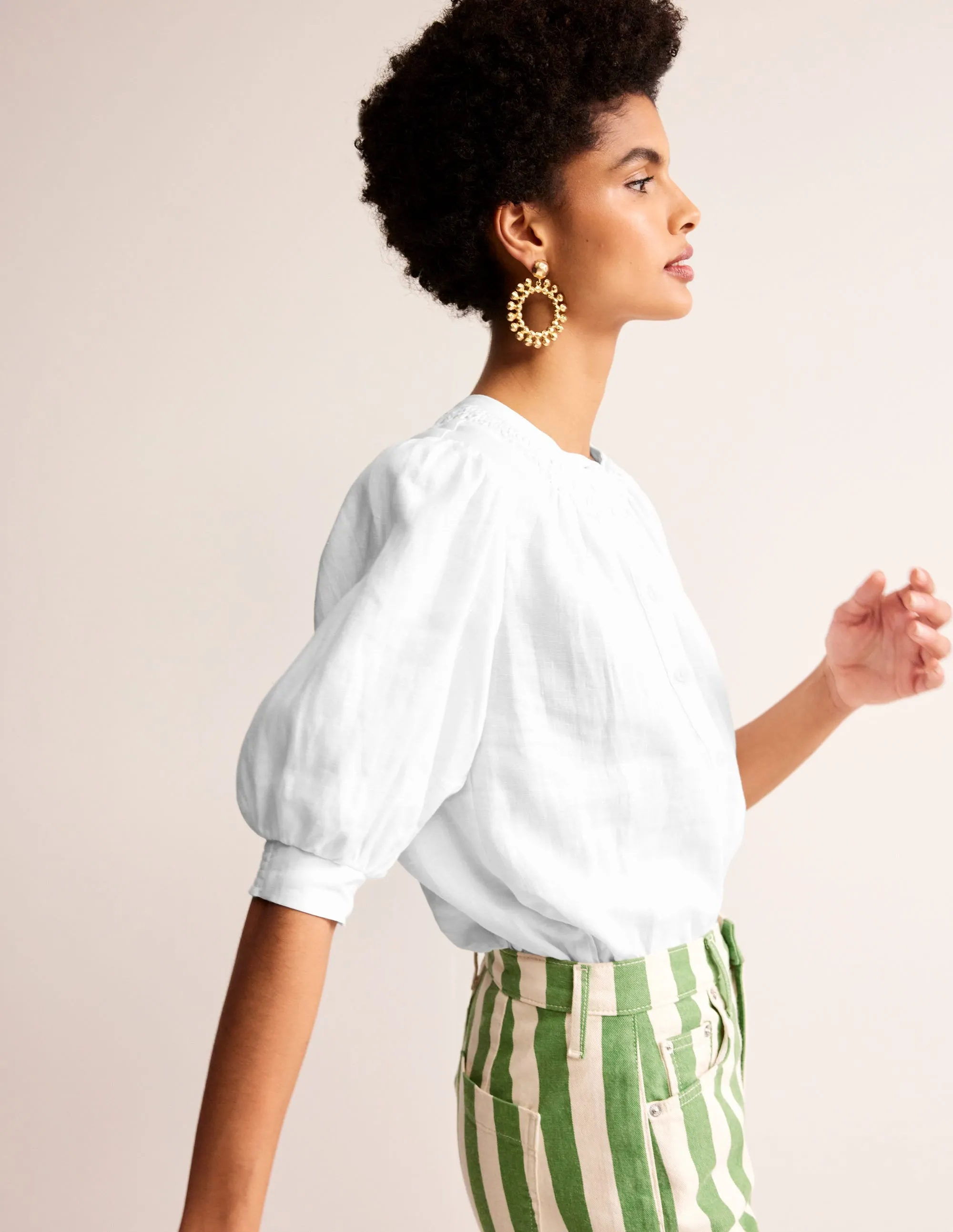 Ada Linen Top-White