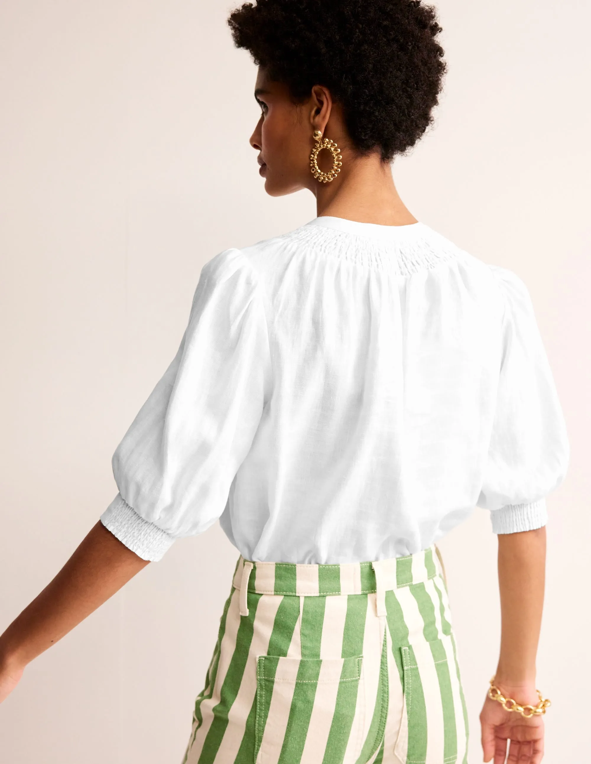 Ada Linen Top-White