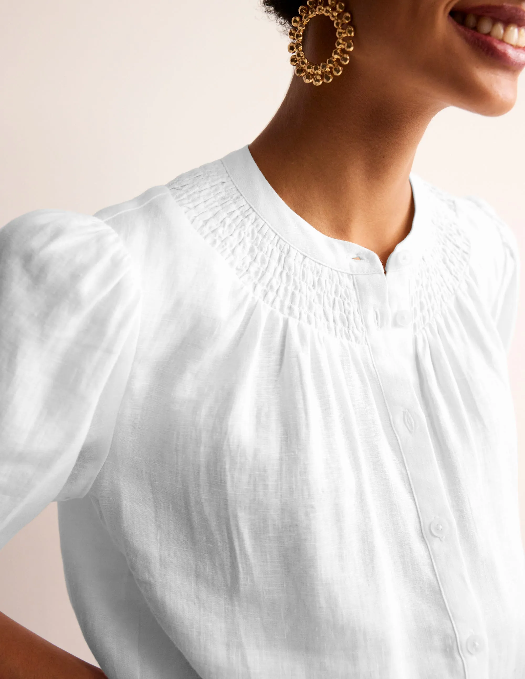 Ada Linen Top-White