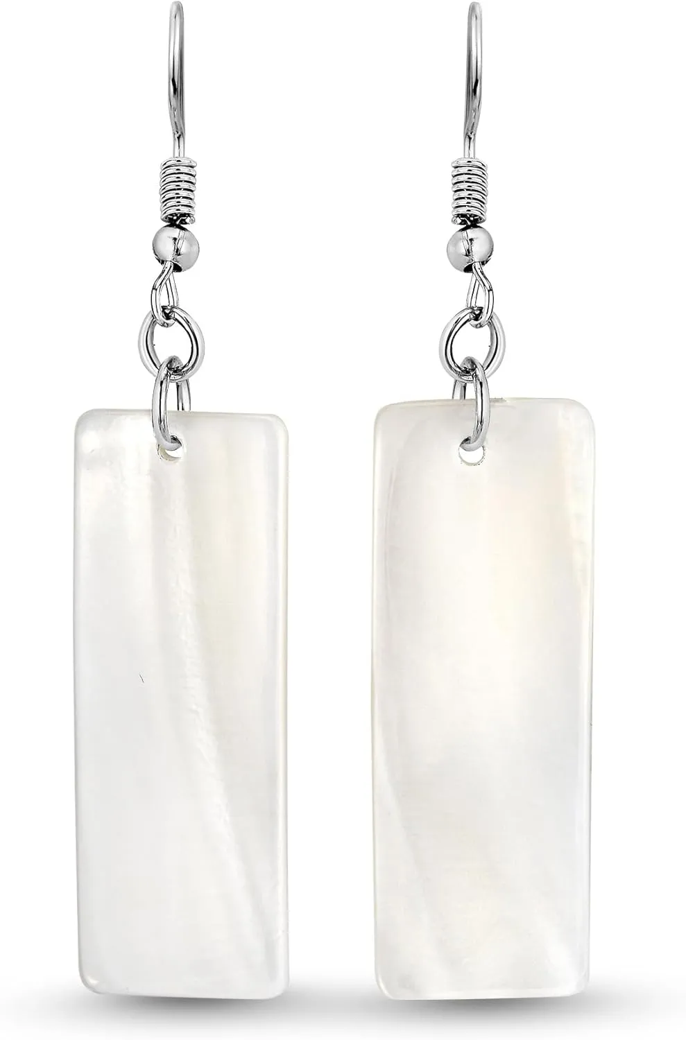 AeraVida Beautiful Ocean Long Rectangle Shaped Natural shell Dangle Earrings | Rectangle Dangle Earrings | Bar Earrings