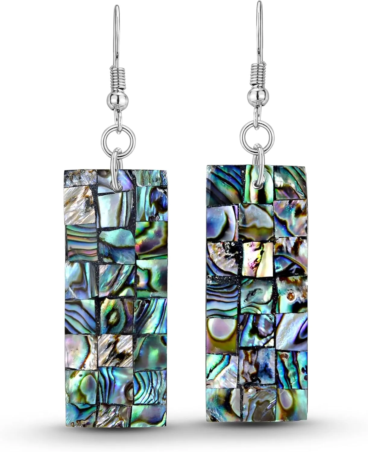 AeraVida Beautiful Ocean Long Rectangle Shaped Natural shell Dangle Earrings | Rectangle Dangle Earrings | Bar Earrings