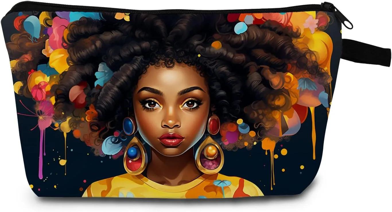 African Americans Makeup Bag for Women Travel Cosmetic Organizer Bag Teacher Appreciation Gifts Small Zipper Toiletry Bag