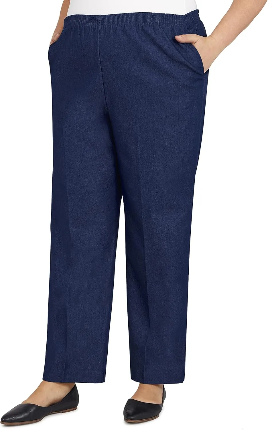 Alfred Dunner Women's Plus Size Black Denim Proportioned Medium Pant