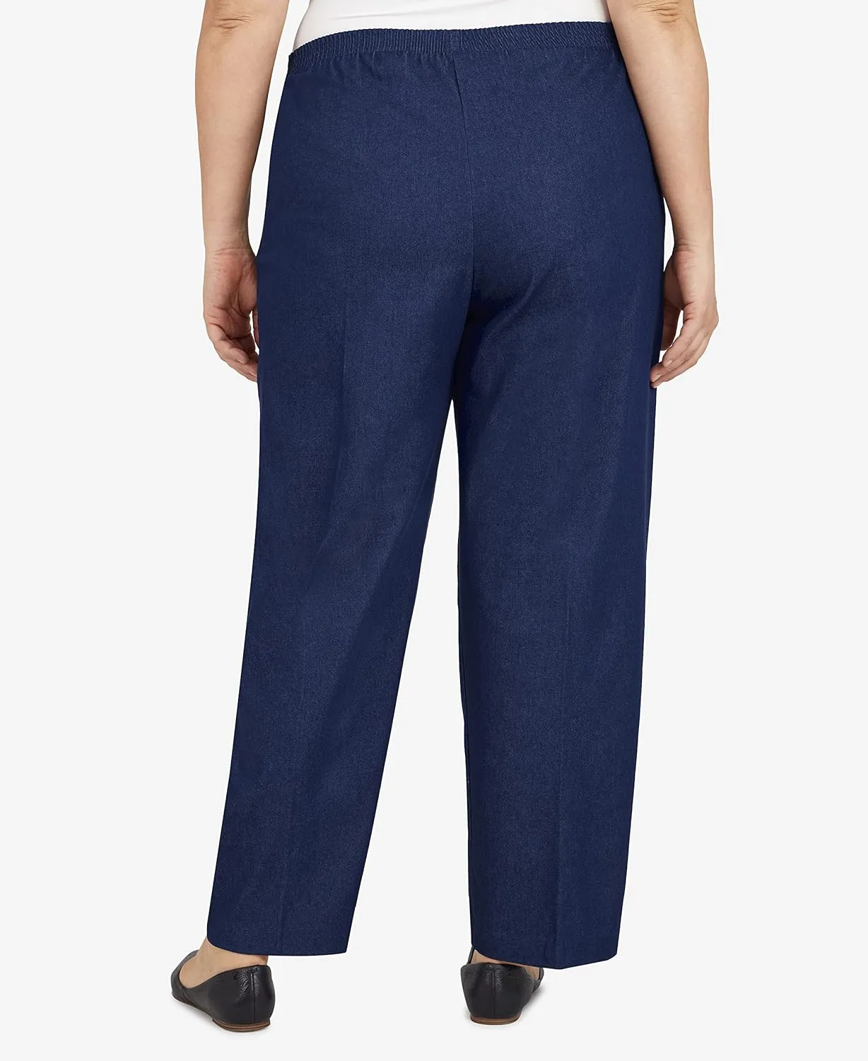 Alfred Dunner Women's Plus Size Black Denim Proportioned Medium Pant