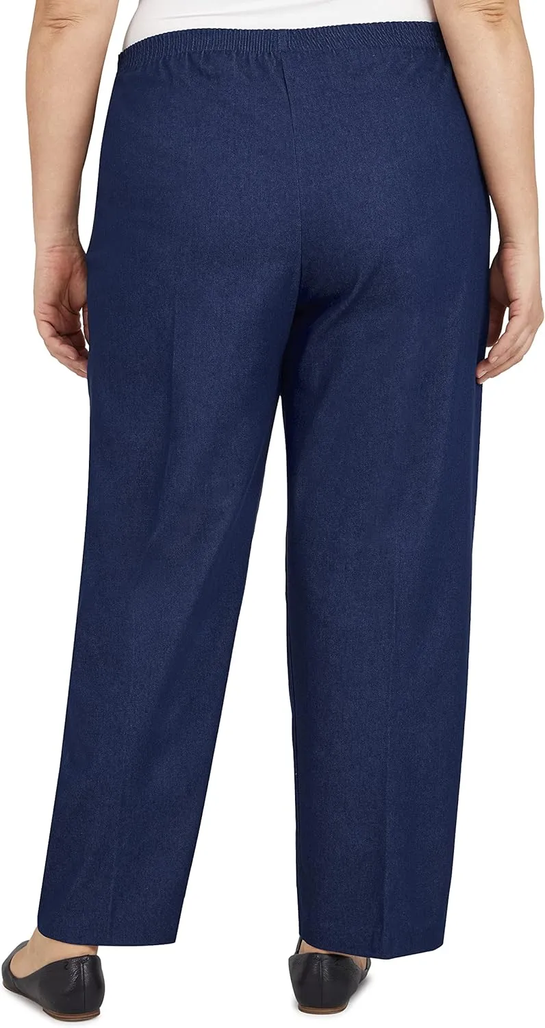Alfred Dunner Women's Plus Size Black Denim Proportioned Medium Pant