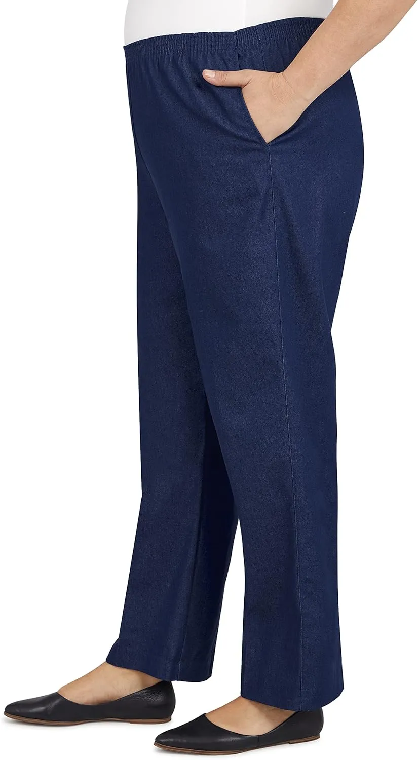 Alfred Dunner Women's Plus Size Black Denim Proportioned Medium Pant