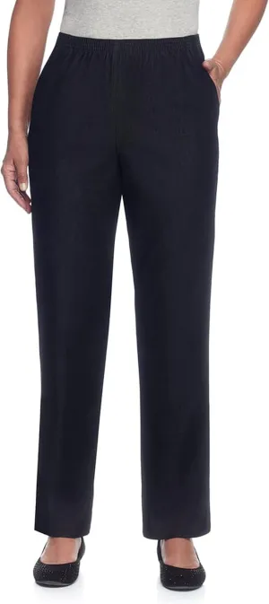 Alfred Dunner Women's Plus Size Black Denim Proportioned Medium Pant