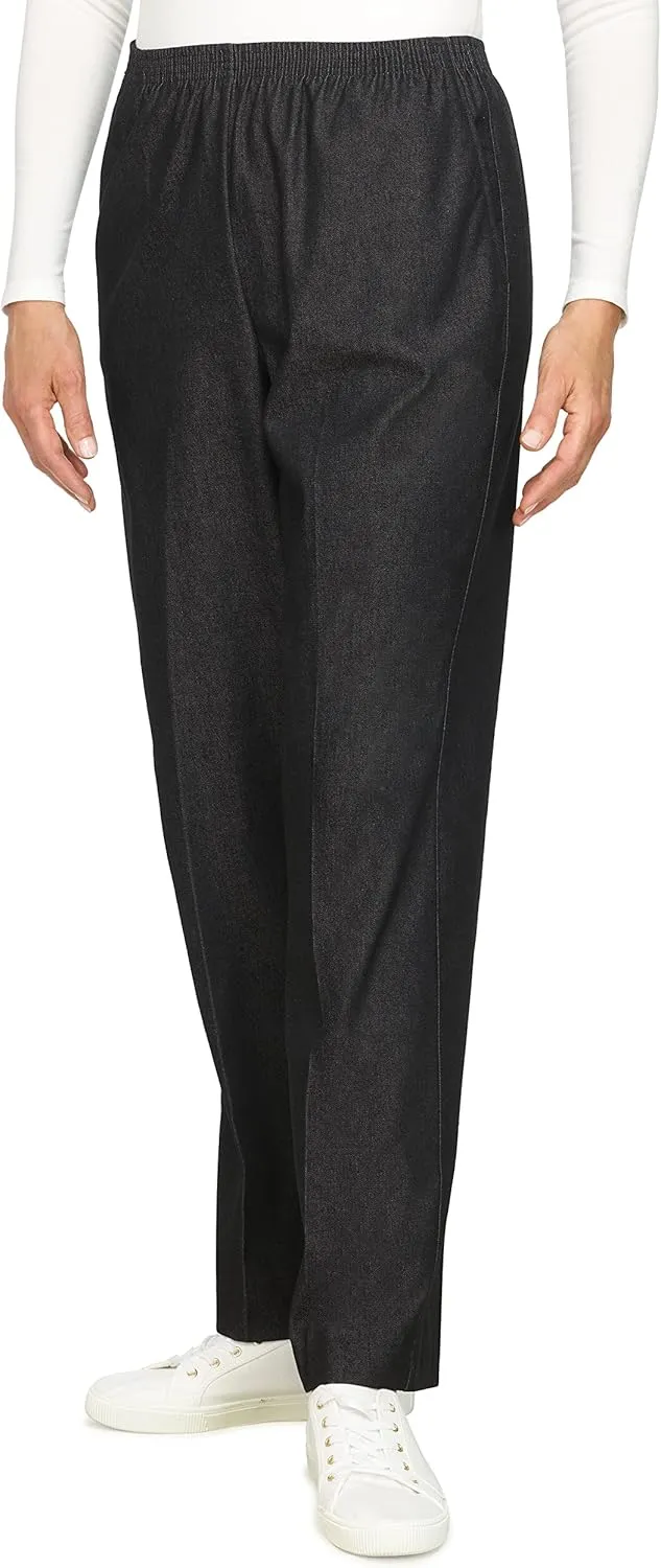 Alfred Dunner Women's Plus Size Black Denim Proportioned Medium Pant