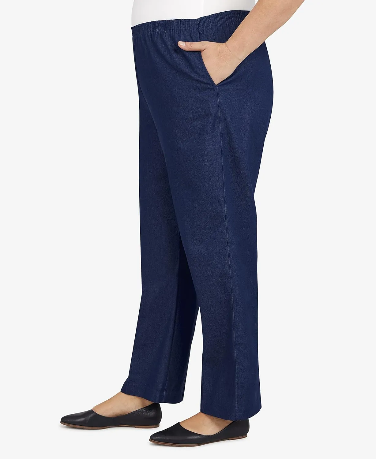 Alfred Dunner Women's Plus Size Black Denim Proportioned Medium Pant