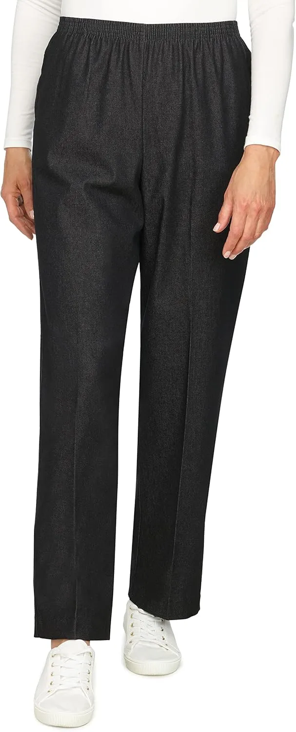 Alfred Dunner Women's Plus Size Black Denim Proportioned Medium Pant
