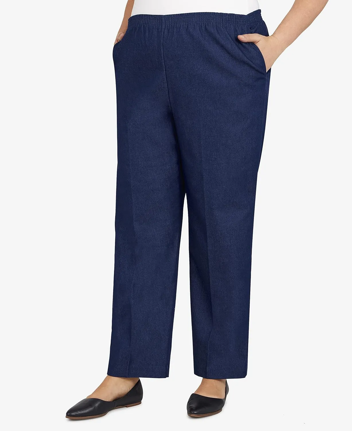 Alfred Dunner Women's Plus Size Black Denim Proportioned Medium Pant