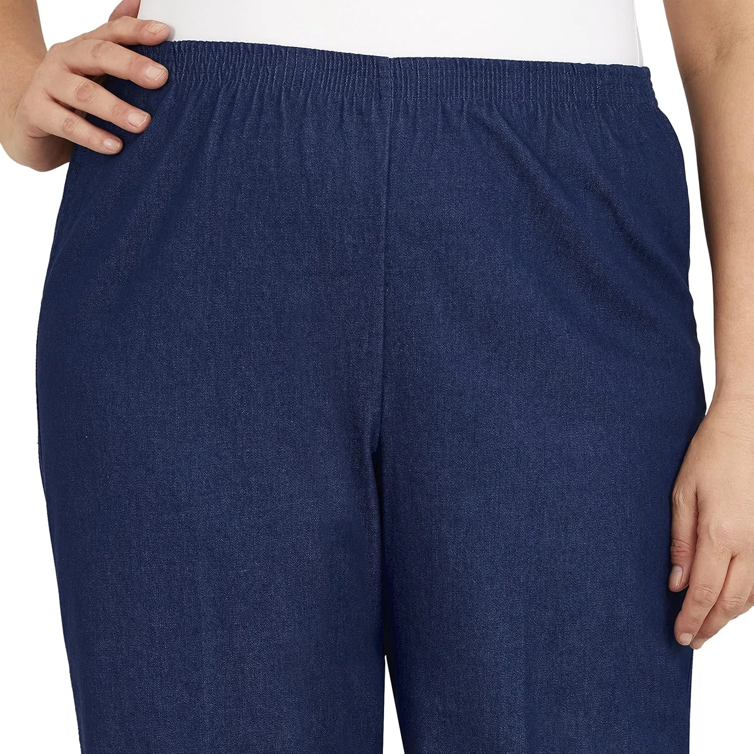Alfred Dunner Women's Plus Size Black Denim Proportioned Medium Pant