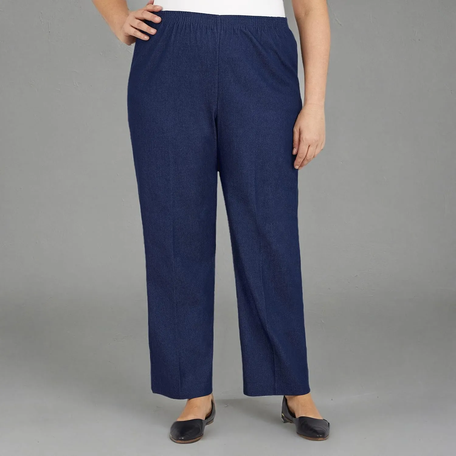 Alfred Dunner Women's Plus Size Black Denim Proportioned Medium Pant