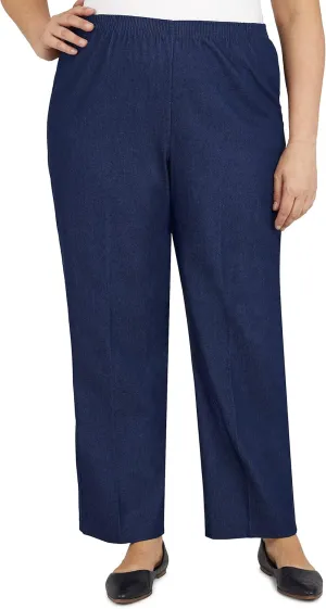 Alfred Dunner Women's Plus Size Black Denim Proportioned Medium Pant