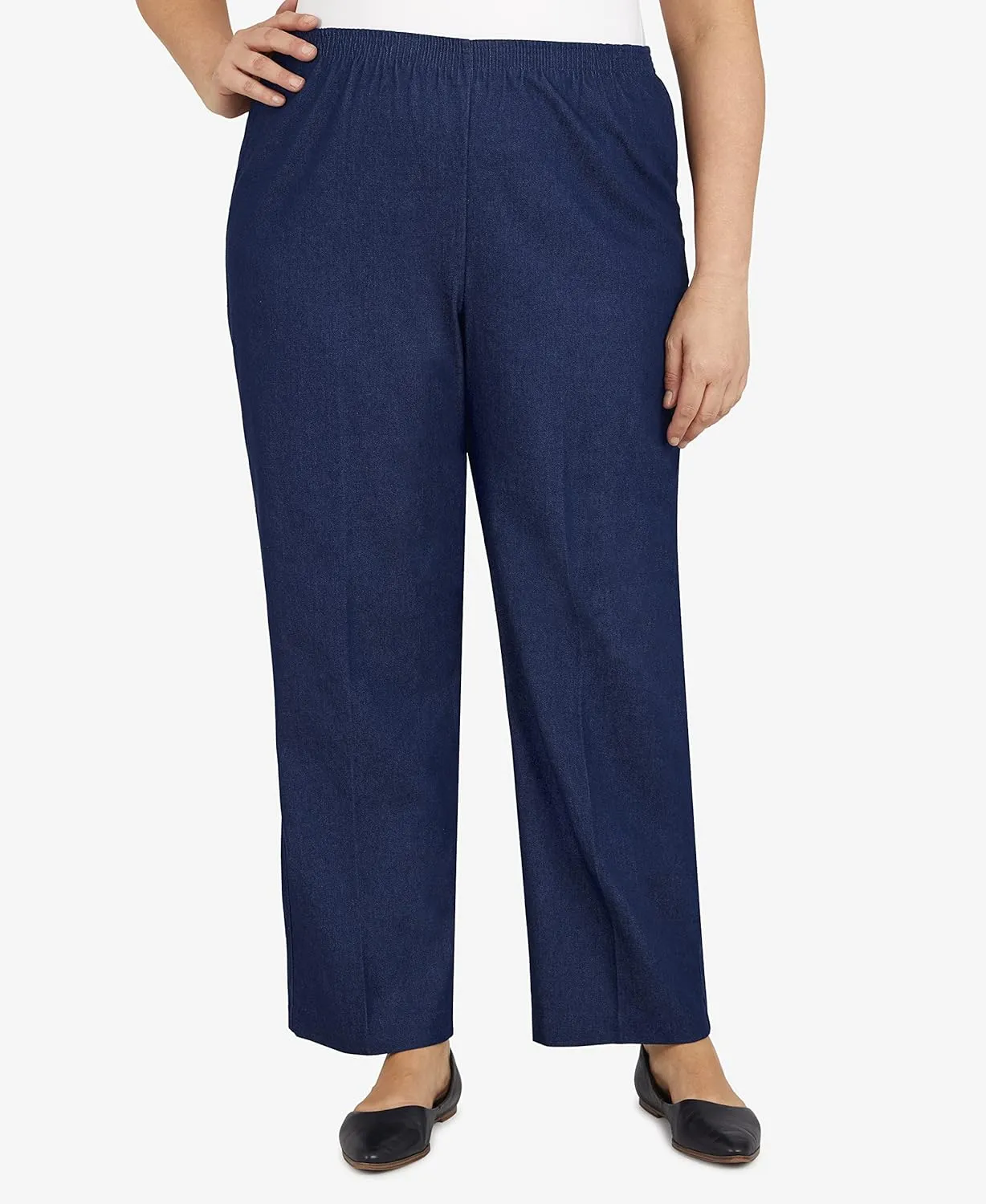 Alfred Dunner Women's Plus Size Black Denim Proportioned Medium Pant