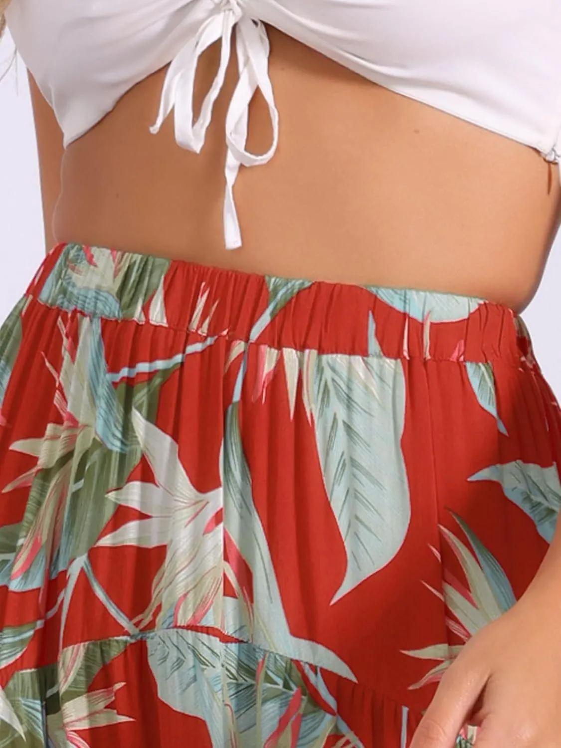 Allegra K Women's Floral Skirt Elastic High Waist Bohemian Beach A-line Maxi Boho Skirts