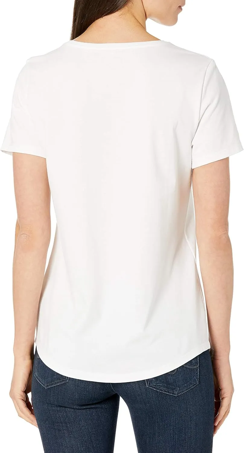 Amazon Essentials Women's Classic-Fit 100% Cotton Short-Sleeve Crewneck T-Shirt (Available in Plus Size), Pack of 2