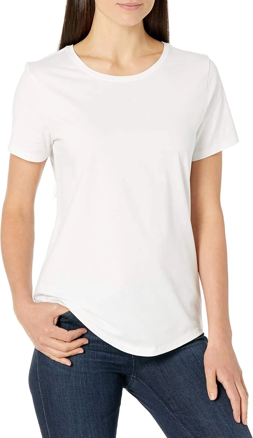Amazon Essentials Women's Classic-Fit 100% Cotton Short-Sleeve Crewneck T-Shirt (Available in Plus Size), Pack of 2