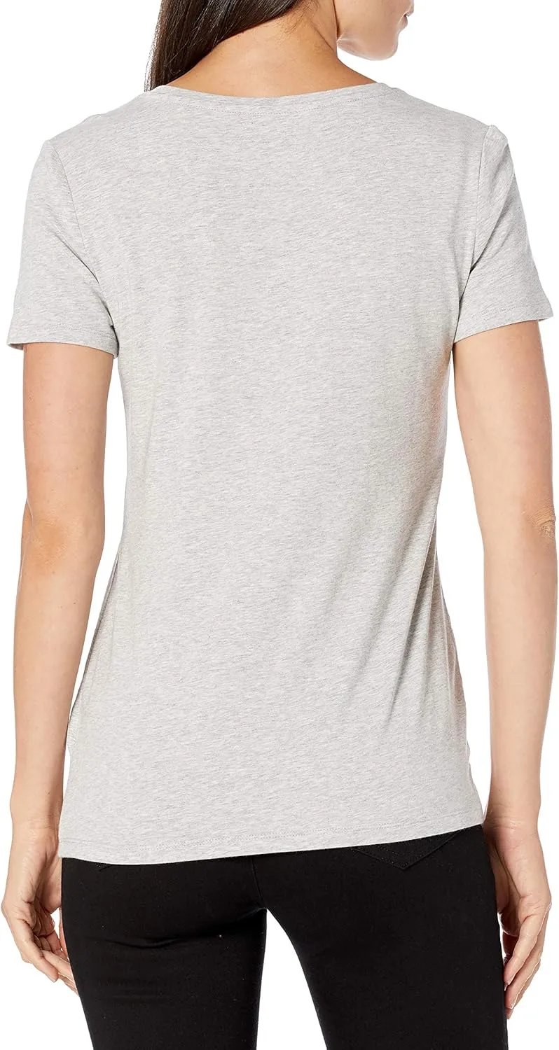 Amazon Essentials Women's Classic-Fit Short-Sleeve Scoop Neck T-Shirt (Available in Plus Size), Pack of 2