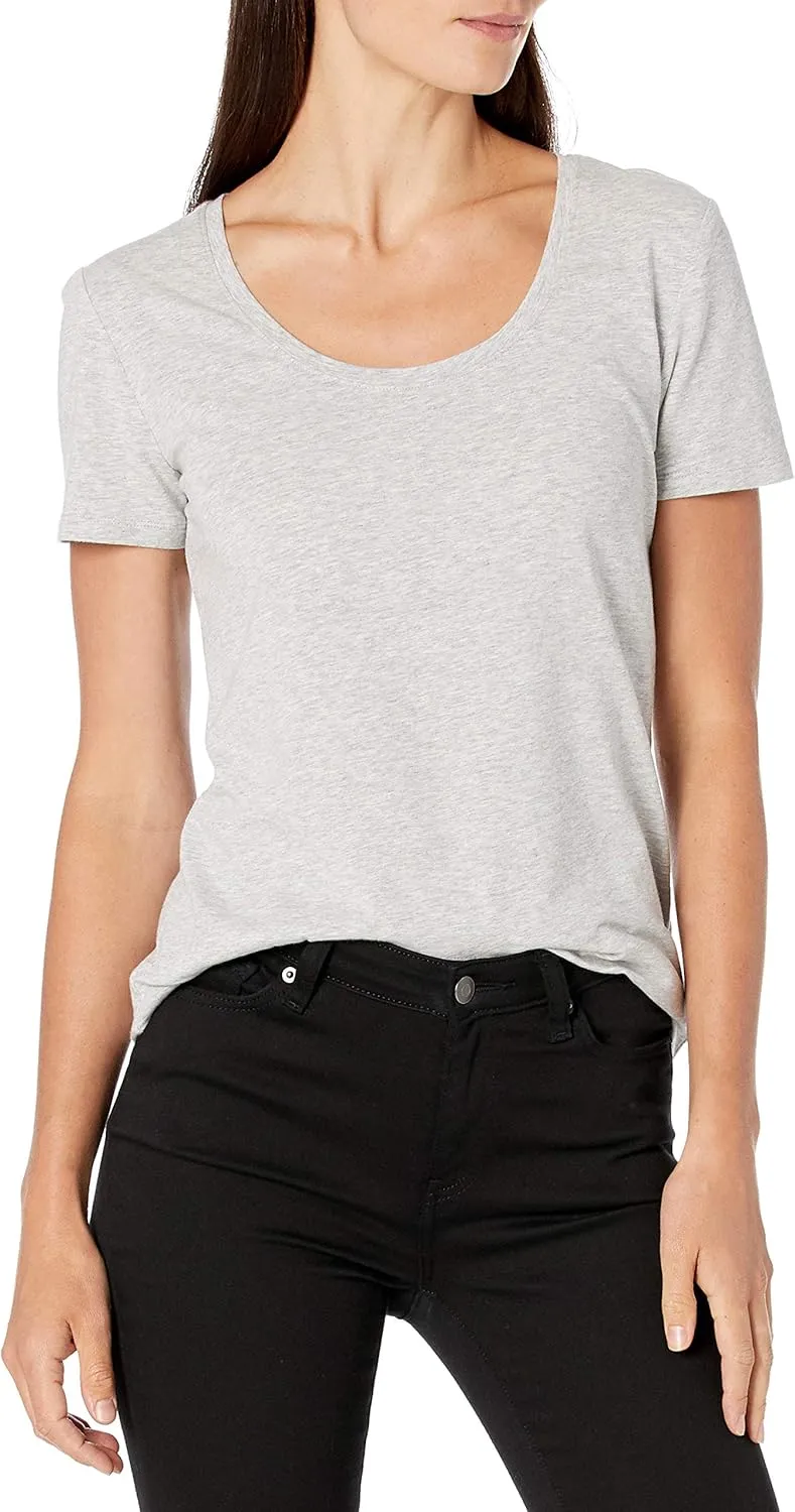 Amazon Essentials Women's Classic-Fit Short-Sleeve Scoop Neck T-Shirt (Available in Plus Size), Pack of 2