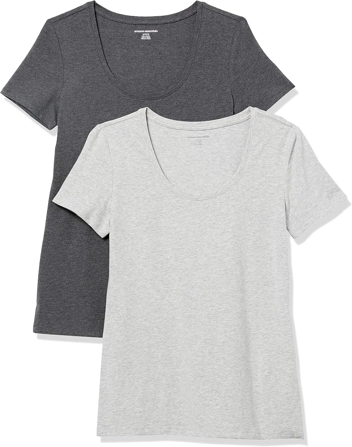 Amazon Essentials Women's Classic-Fit Short-Sleeve Scoop Neck T-Shirt (Available in Plus Size), Pack of 2