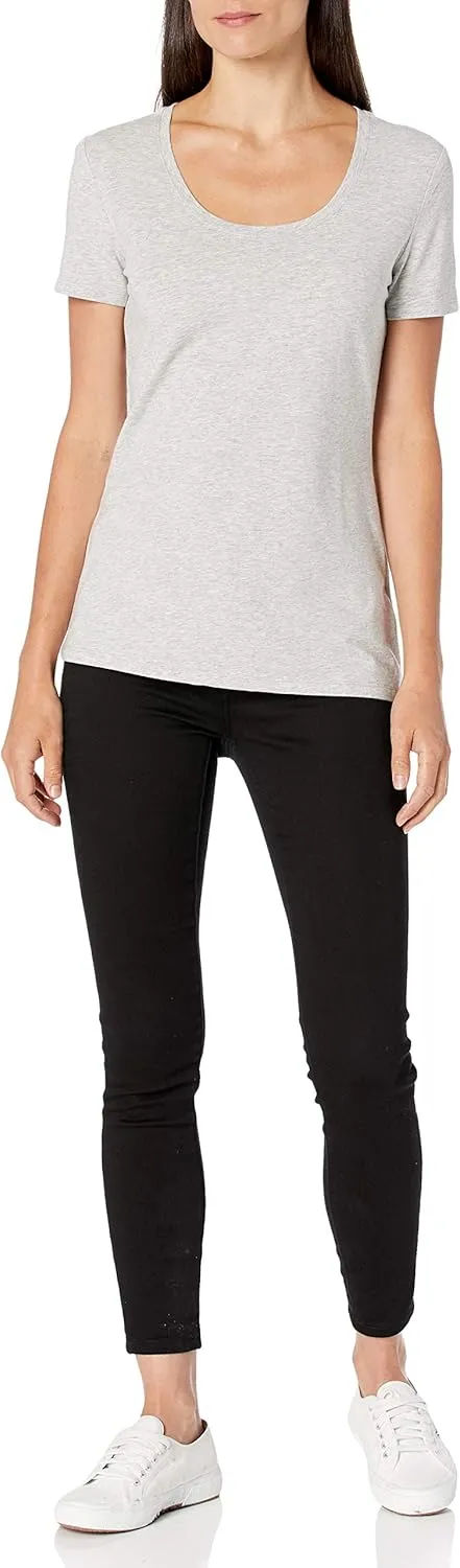 Amazon Essentials Women's Classic-Fit Short-Sleeve Scoop Neck T-Shirt (Available in Plus Size), Pack of 2