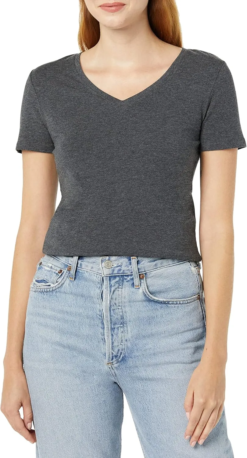 Amazon Essentials Women's Classic-Fit Short-Sleeve V-Neck T-Shirt, Multipacks