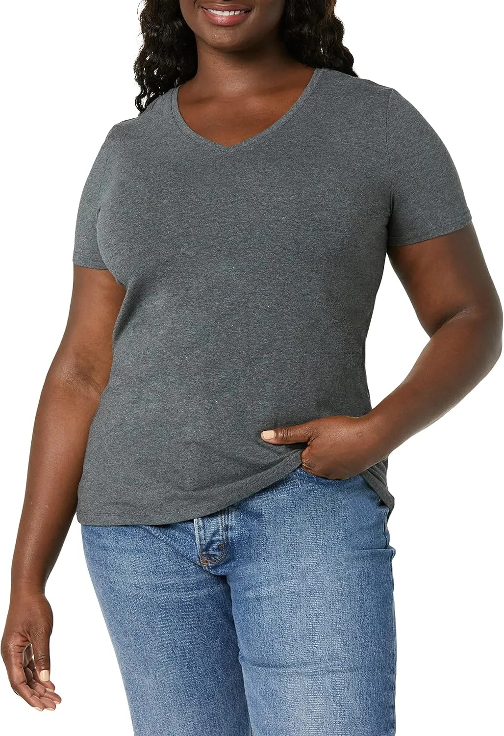 Amazon Essentials Women's Classic-Fit Short-Sleeve V-Neck T-Shirt, Multipacks