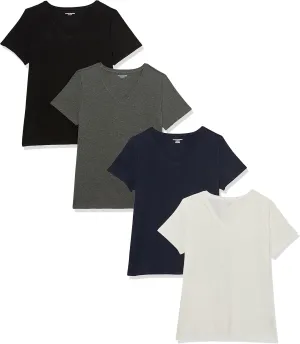 Amazon Essentials Women's Classic-Fit Short-Sleeve V-Neck T-Shirt, Multipacks