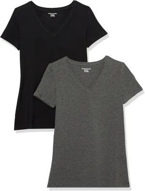 Amazon Essentials Women's Classic-Fit Short-Sleeve V-Neck T-Shirt, Multipacks