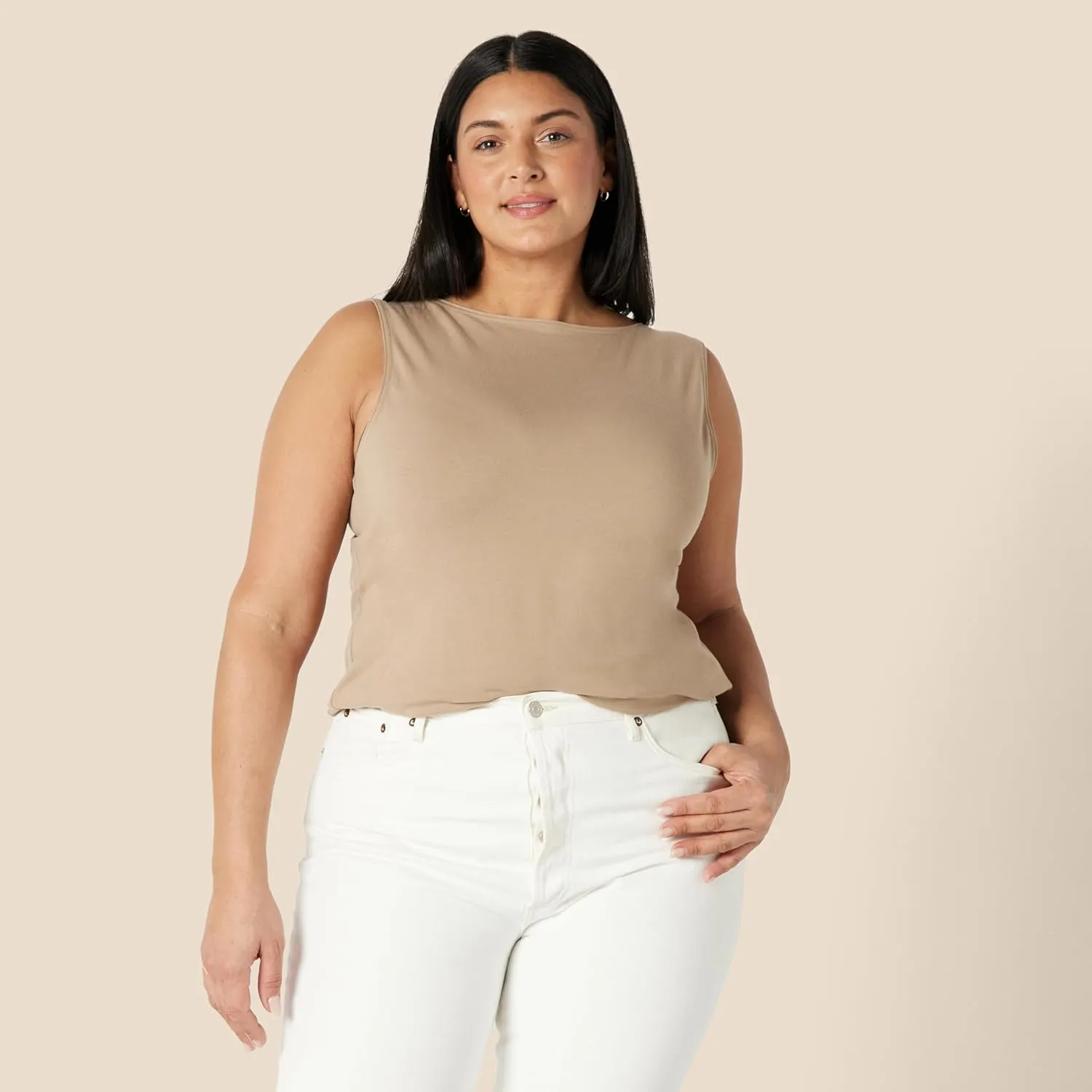 Amazon Essentials Women's Slim-Fit Rib Knit Boatneck Layering Tank
