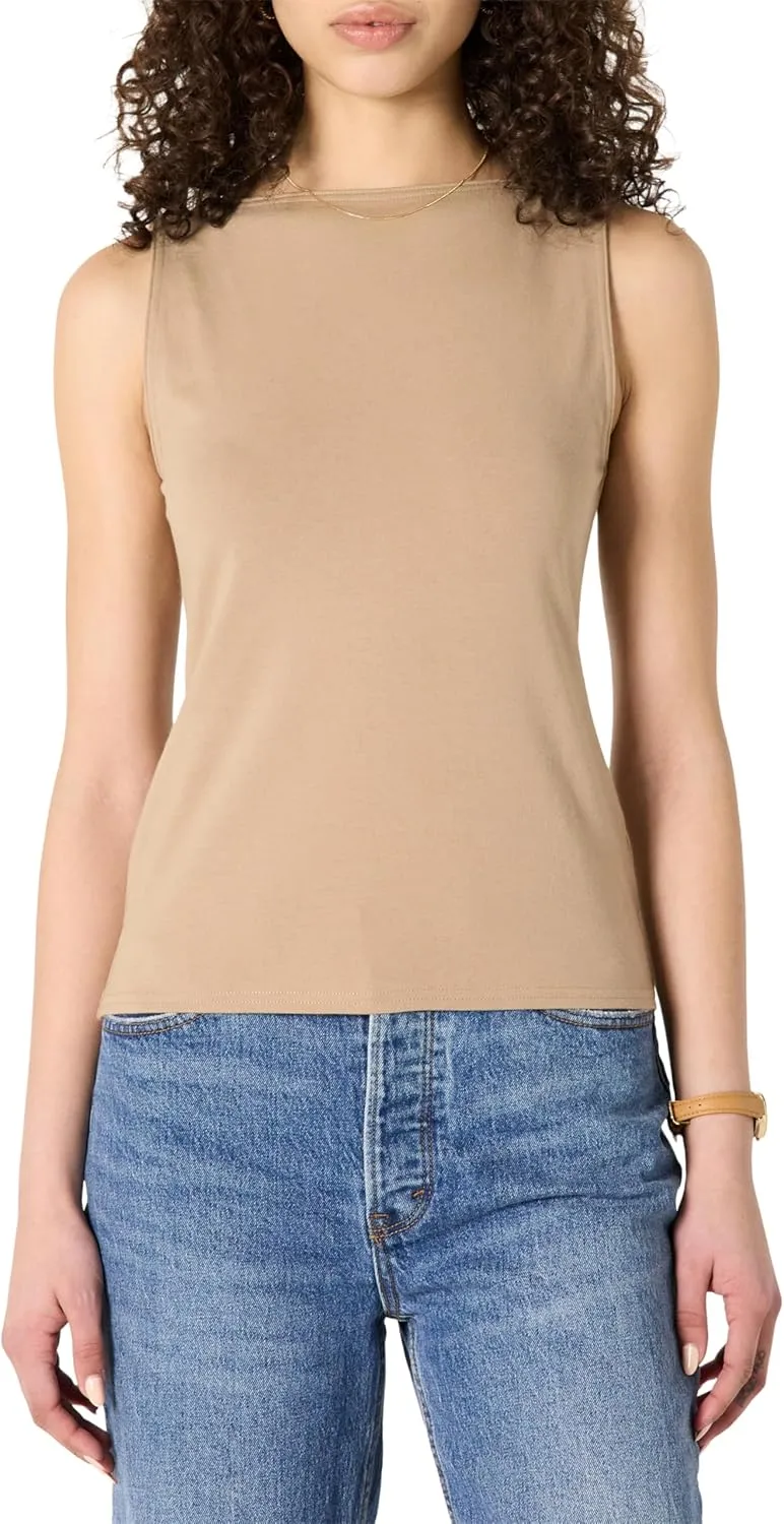 Amazon Essentials Women's Slim-Fit Rib Knit Boatneck Layering Tank