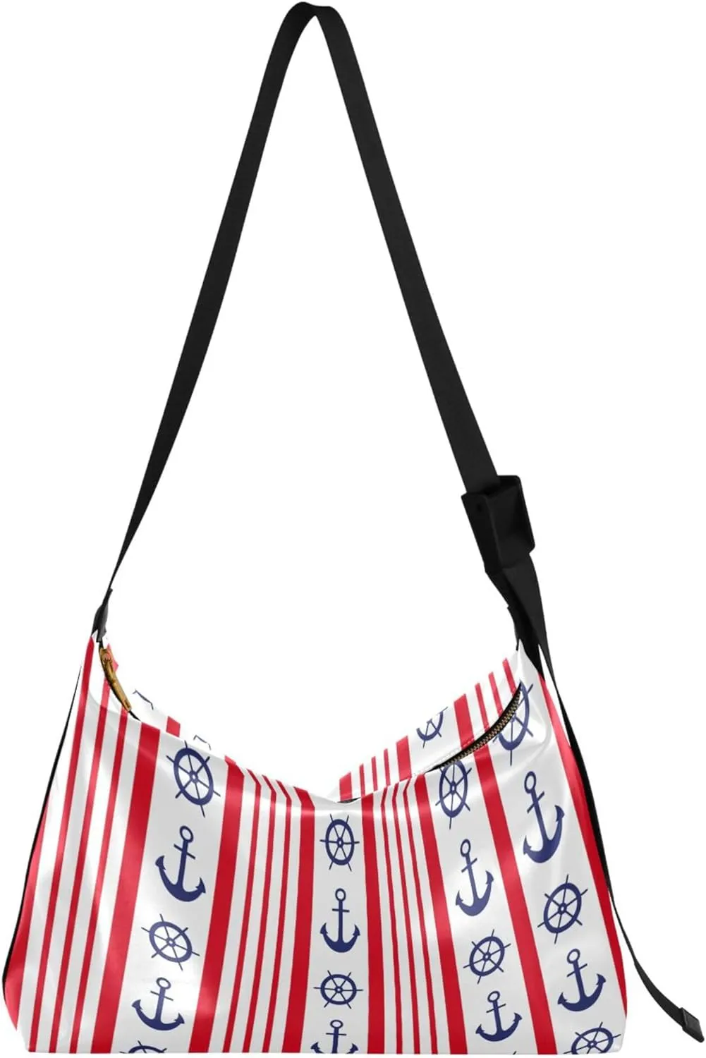 Anchor Red Stripes Women Leather Handbags Hobo Cross Body Men Bag Cute Animal Print Ladies Hobo Handbags