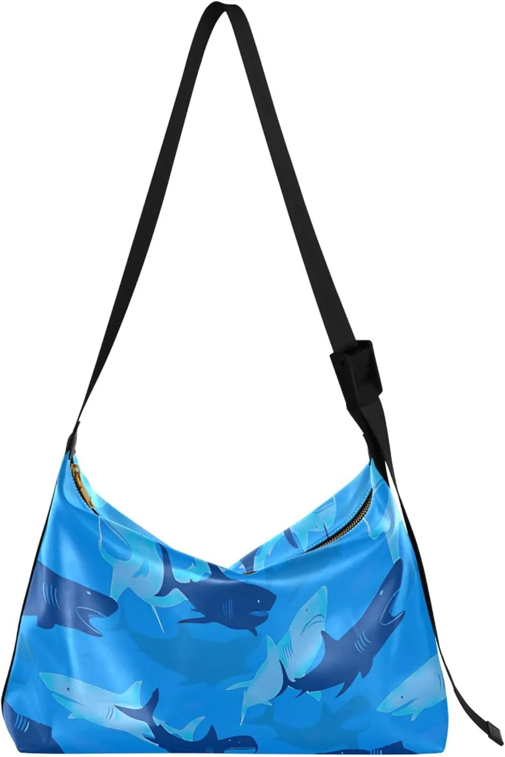Animals Shark Sea Blue Leather Hobo Handbags Women Large Crossbody Bags Fashion Animal Print Shoulder Handbags Purse