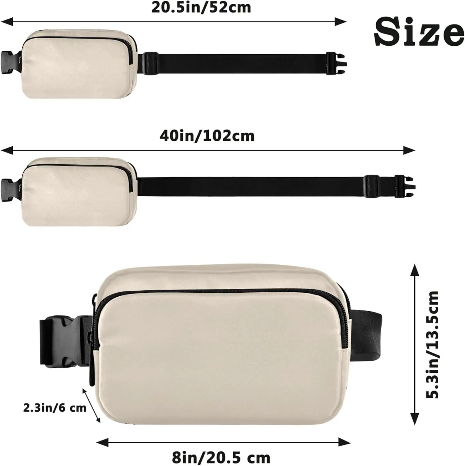 Antique White Women Fanny Pack Designer Hip Pouch Belt Bag Waterproof Crossbody Waist Pack