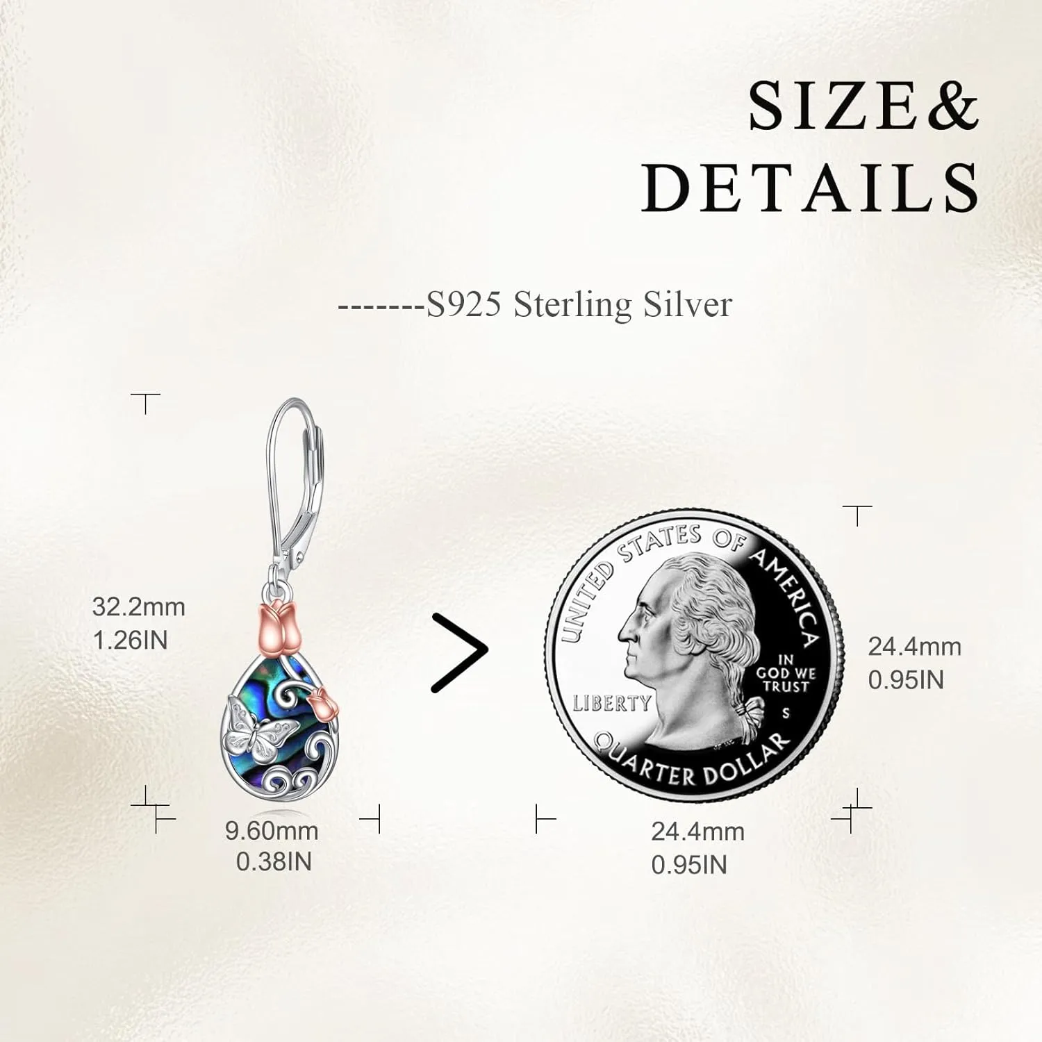 AOBOCO Butterfly/Dragonfly/Bee Leverback Earrings 925 Sterling Silver Rose Lotus Tulip Flower Filigree Dangle Earrings Teardrop Moonstone Larimar Turquoise Abalone Shell Jewelry Birthday Gifts for Women