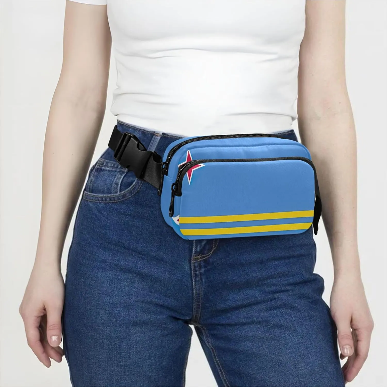 Aruba Flag Womens Fanny Pack Hip Pack Belt Bag Waterproof Flower Waist Pouch for Women