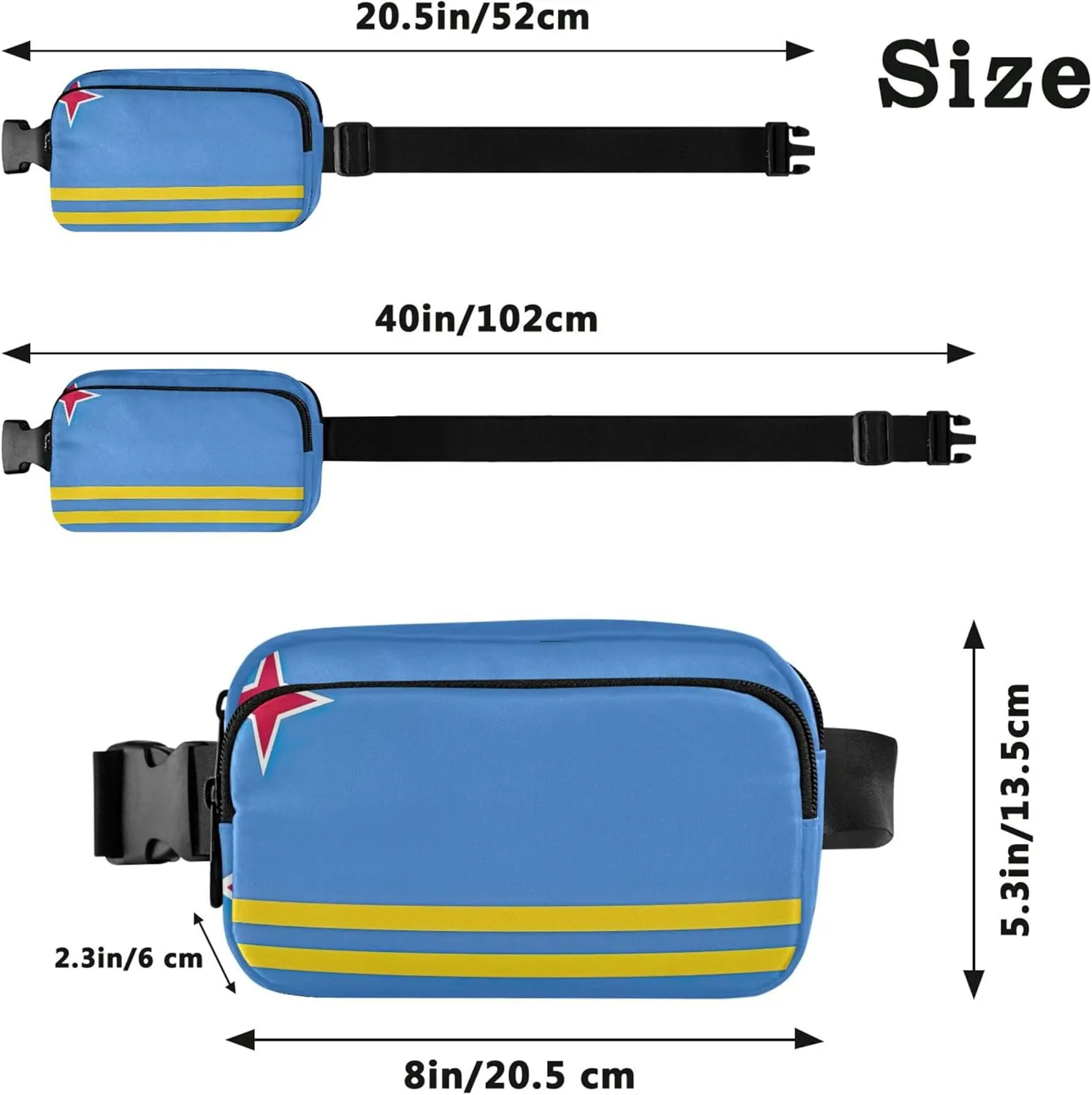 Aruba Flag Womens Fanny Pack Hip Pack Belt Bag Waterproof Flower Waist Pouch for Women