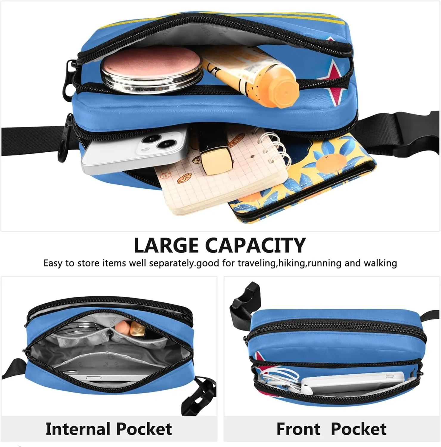Aruba Flag Womens Fanny Pack Hip Pack Belt Bag Waterproof Flower Waist Pouch for Women