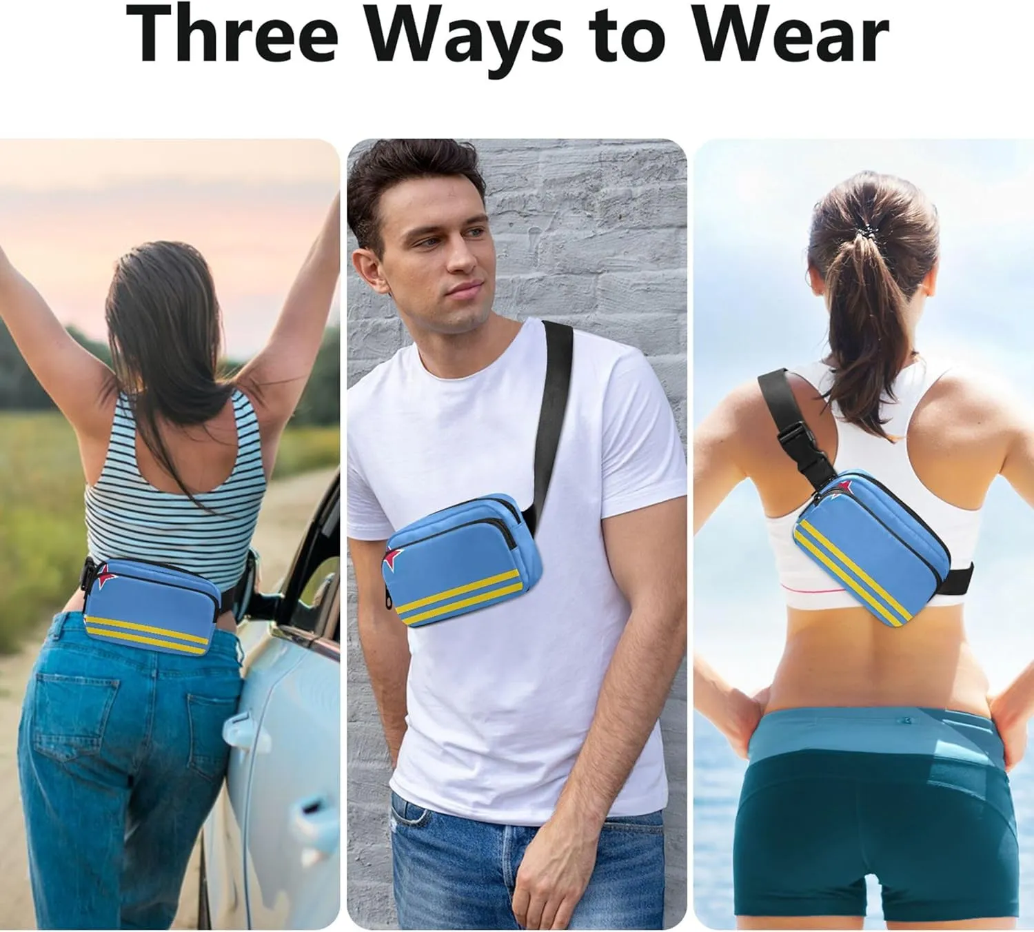 Aruba Flag Womens Fanny Pack Hip Pack Belt Bag Waterproof Flower Waist Pouch for Women